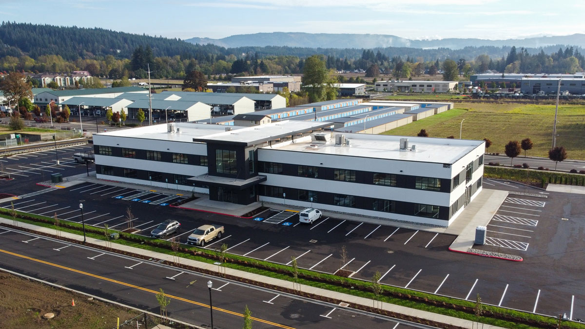 commercial office campus design aerial photo